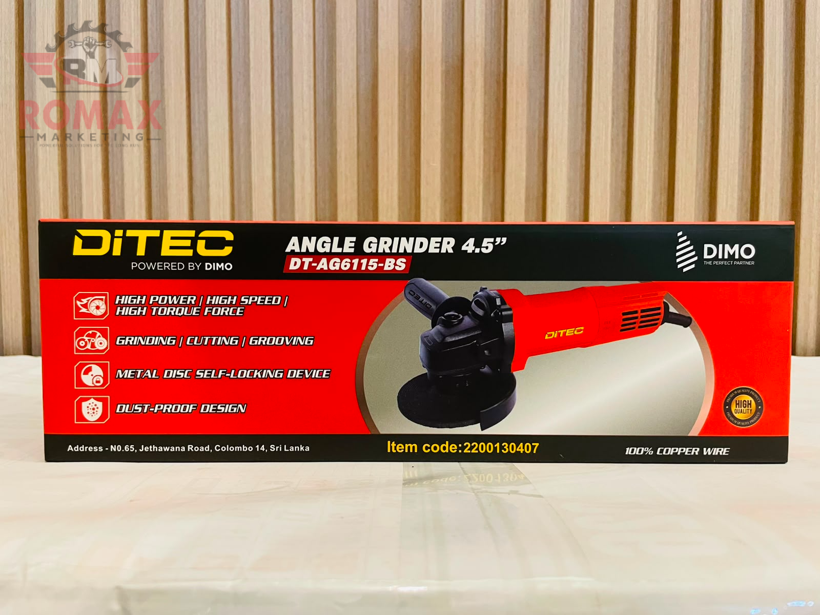 DITEC 115MM 850W Angle Grinder (DT-AG6115-BS)